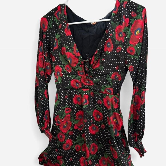 Free people Red and black floral print dress - Picture 1 of 2